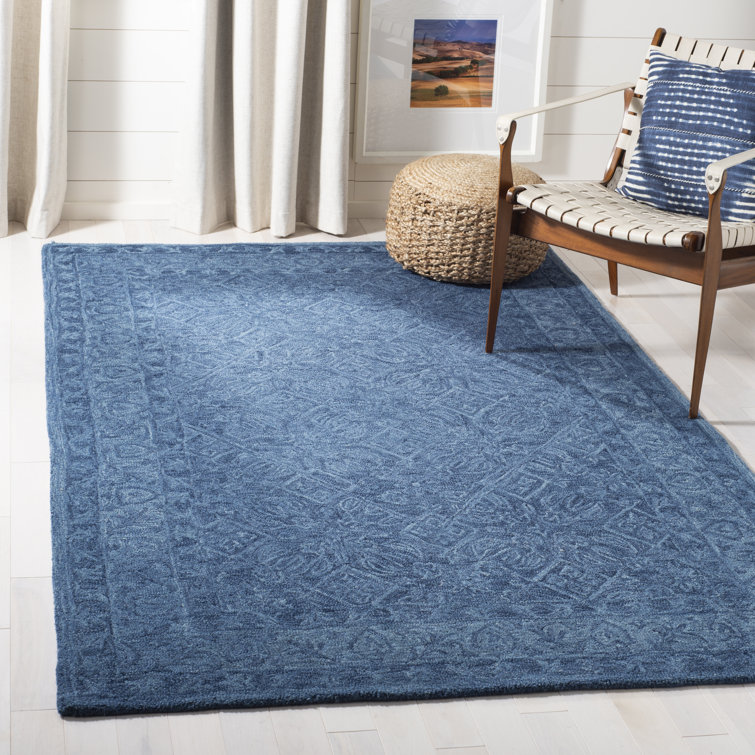 Charlton Home® Pimentel Geometric Handmade Tufted Wool Blue Area Rug
